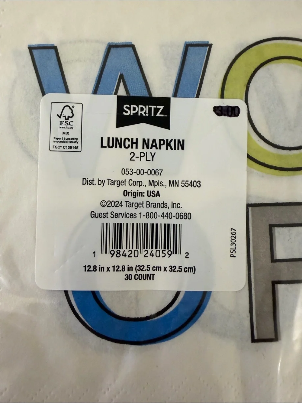 Spritz “WOOF” Dog Lunch Napkins 30 Count – Multicolor